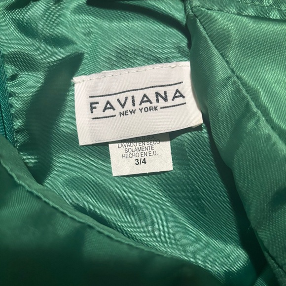 Faviana New York Emerald Green Long Satin Gown Prom/Black Tie/Formal- Size 3/4 - Picture 10 of 12